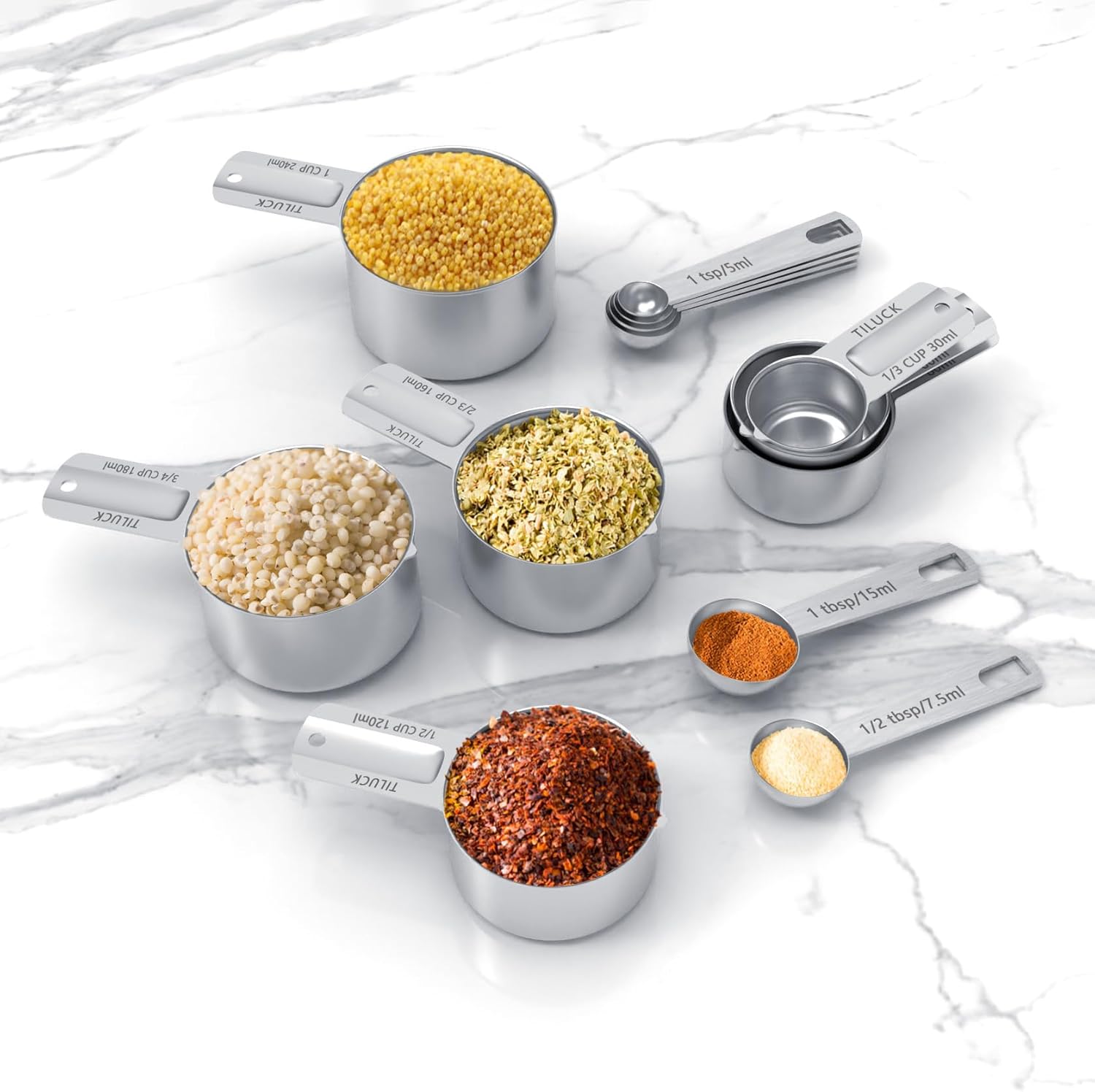 Thumbnail 4 de TILUCK Stainless Steel Measuring Cups 13-piece 🍴