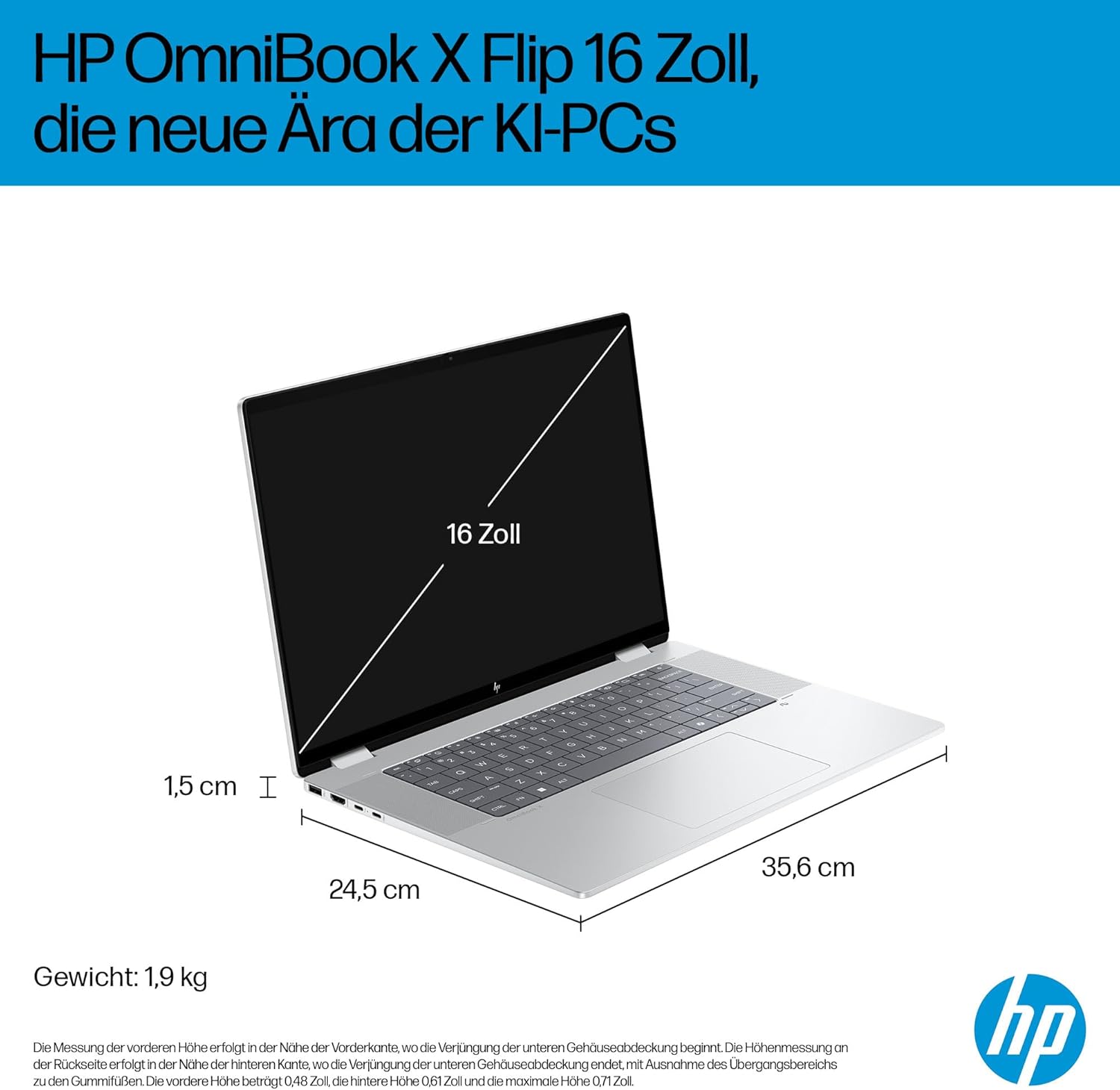 Thumbnail 4 de HP OmniBook X Flip NG AI mit Intel Core Ultra 7 – 16" 3K 2-in-1 Touch, 32 GB RAM, 1 TB SSD, Windows 11 (silber)