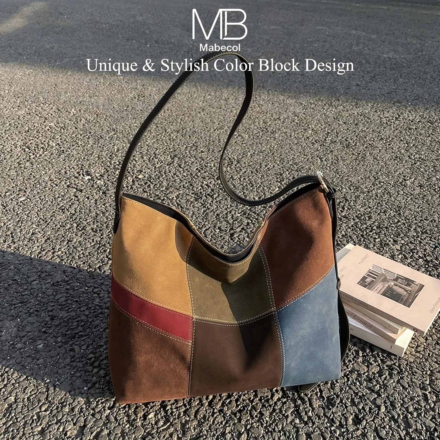Detalle de Mabecol Sac bandoulière femme grand format en PU effet cuir