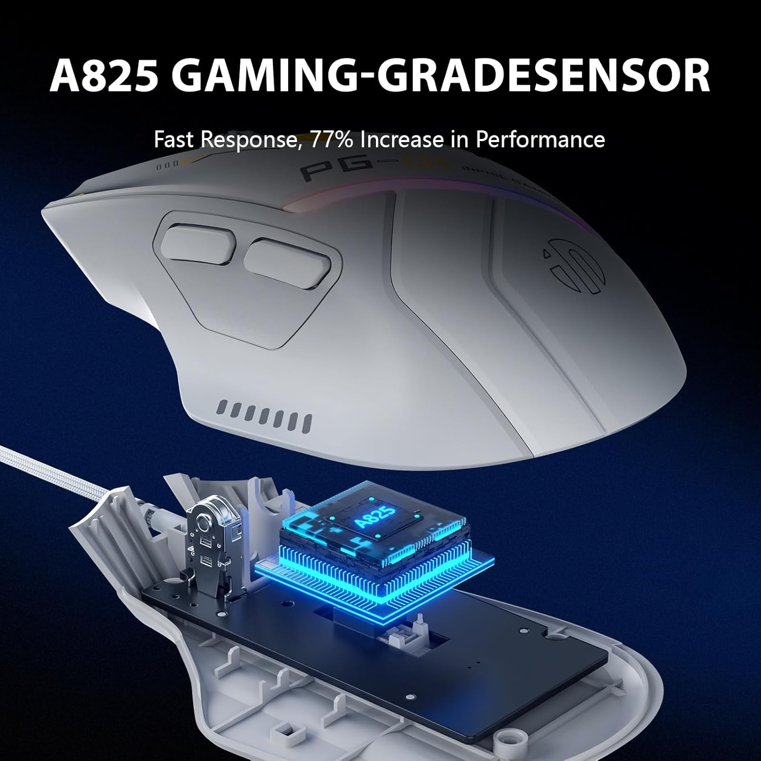 Detalle 2 de inphic PG1 Gamingmaus 12800 DPI, 6 Tasten