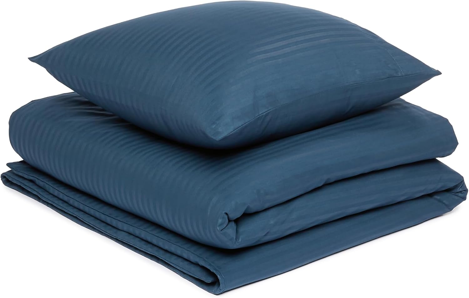 Thumbnail 1 de Parure de Lit Amazon Basics 1 Personne—Housse de Couette 135 x 200 cm + Taie 65 x 65 cm, Microfibre Bleu Marine Rayé