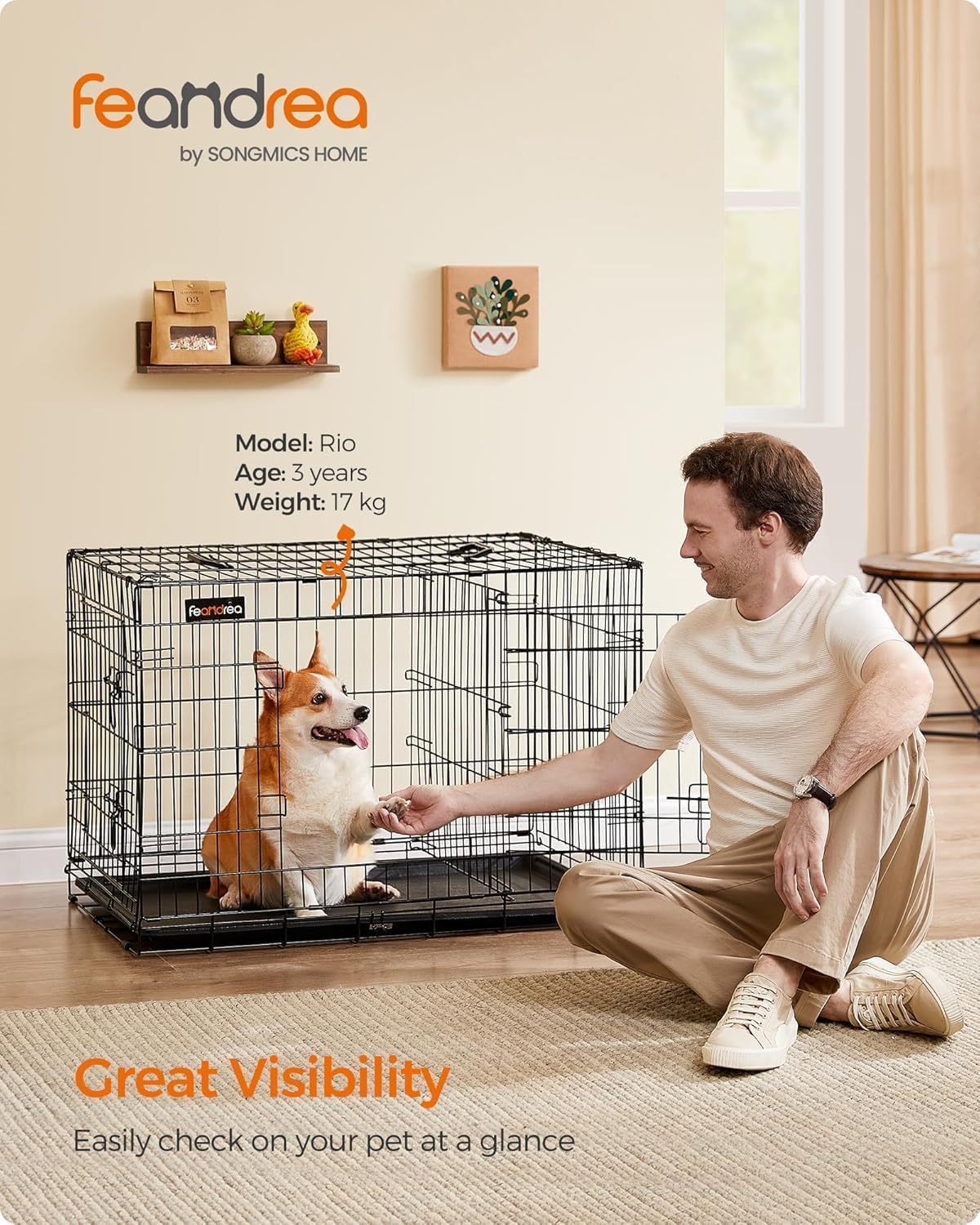 Detalle 2 de Feandrea PPD36BK cage 92,5 x 57,5 x 64 cm
