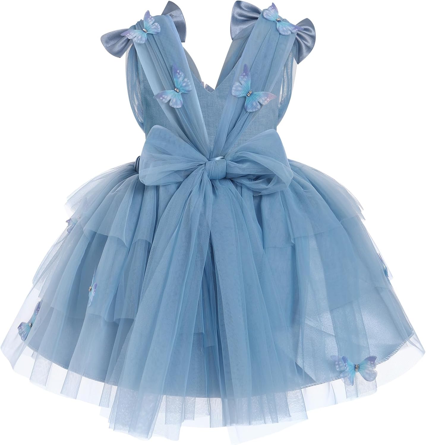 Thumbnail 2 de Robe princesse IDOPIP bébé fille en tulle 3D papillon, V ouvert sans manches