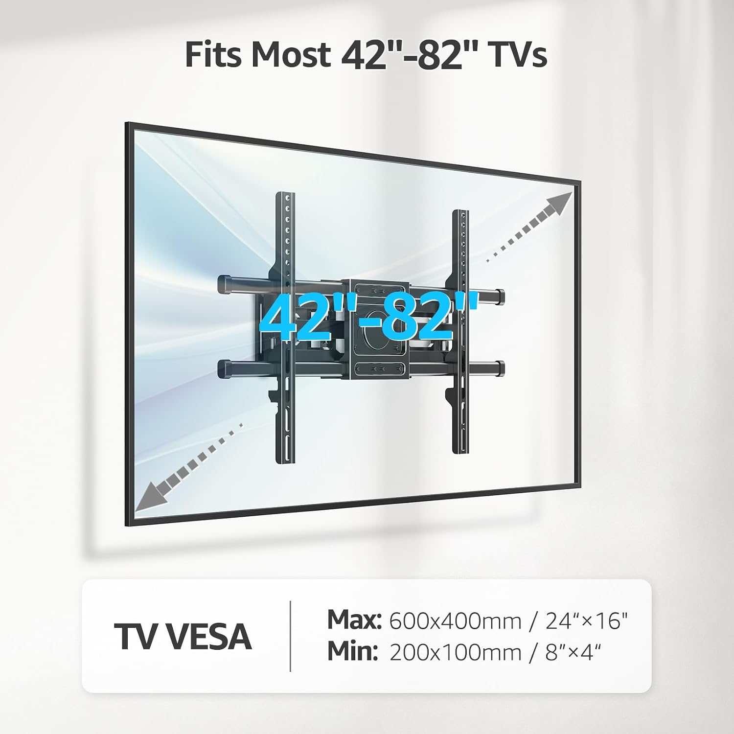 Detalle 2 de MOUNTUP MU0092A-L-IN Full-Motion TV Wall Mount, 42–82 in, 110 lb