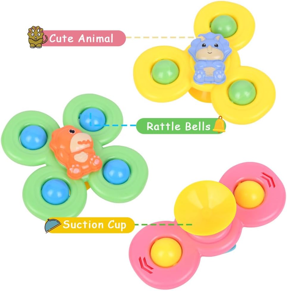 Thumbnail 2 de Ainiv 3PCS Suction Cup Spinner Toy – Colourful Baby Rattle & Spin Toys for 1+ Year Olds