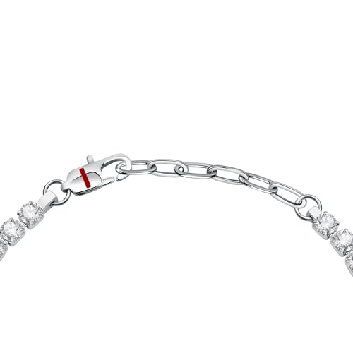 Detalle de SECTOR Bracciale Polseira Tennis in Acciaio Aço Prate con Cristallo Prate – 22 cm
