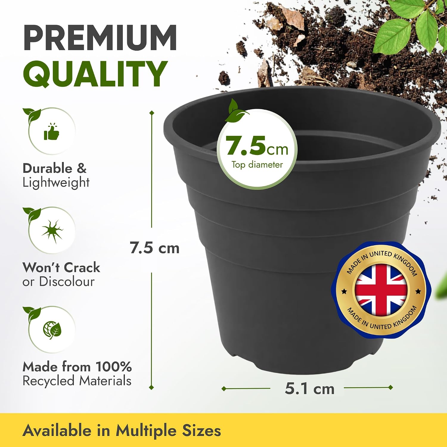 Detalle de Happy Pots 7.5cm Gloss Black 20-Pack