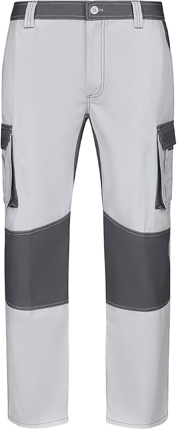 Detalle de Velilla 103020B Pantalón bicolor multibolsillos blanco/gris 👖 Talla 46