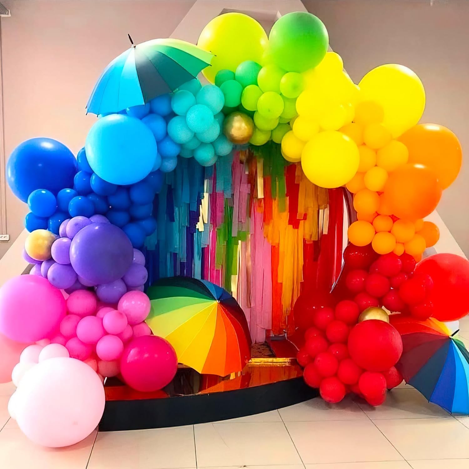 Detalle 2 de PartyWoo Rainbow Balloon Arch Kit 100 pcs ๐