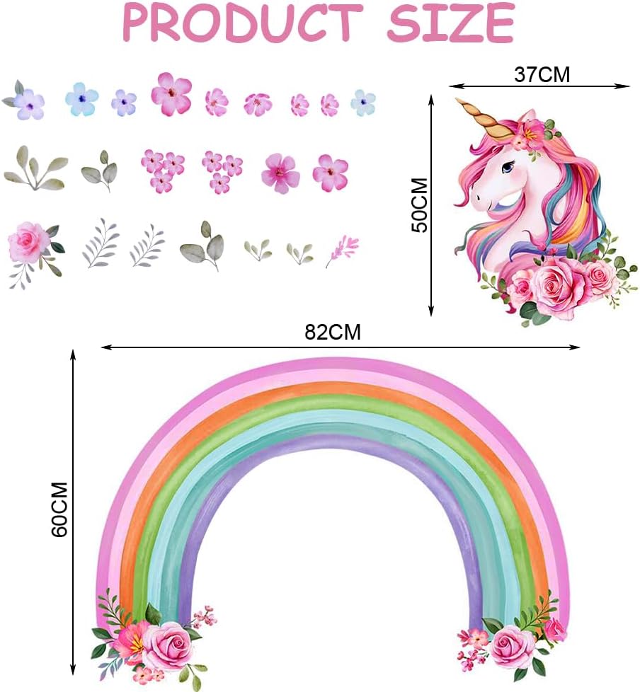 Detalle de Aolso Adesivi Murali Arcobaleni Unicorno – Enfasi dolce per camerette e asili