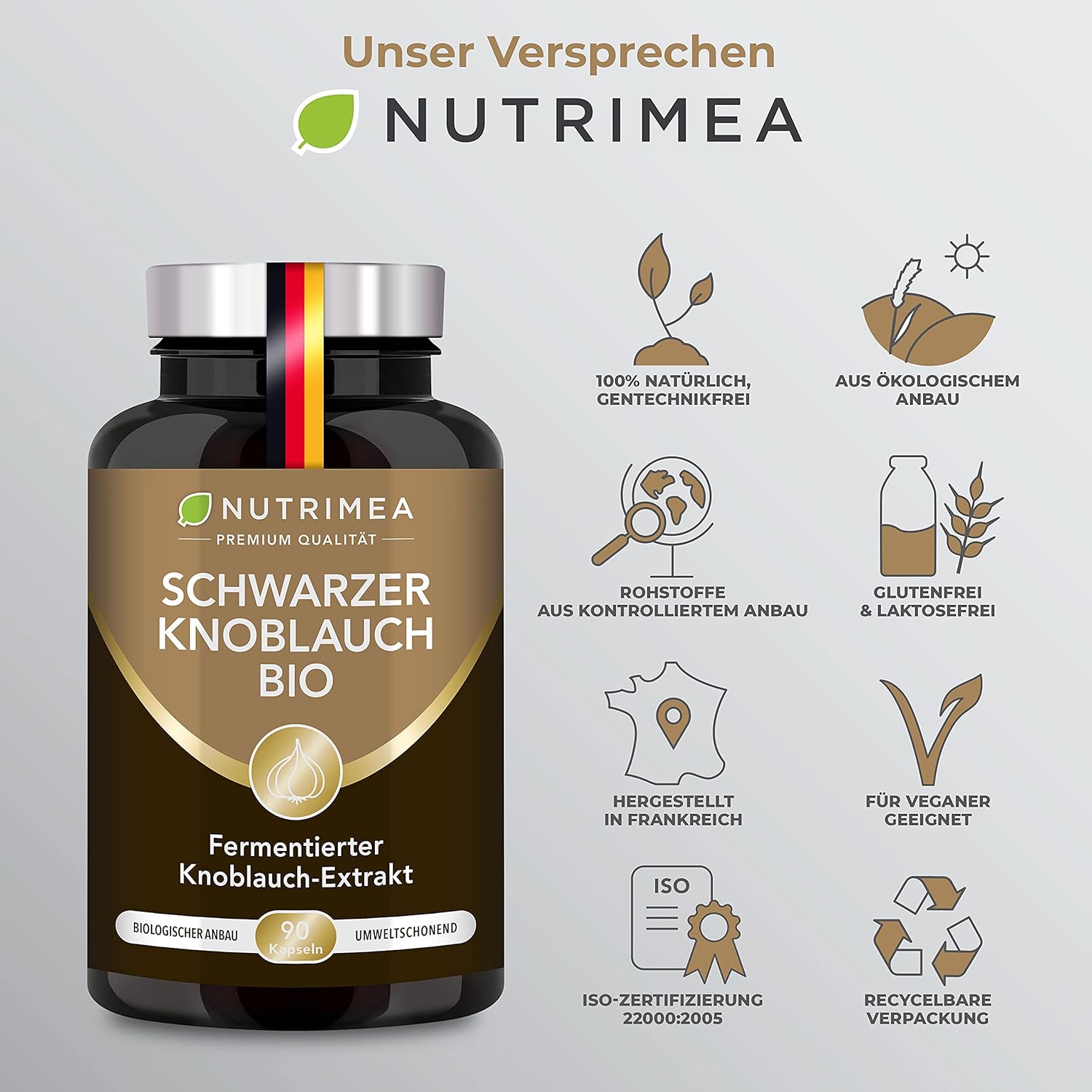 Thumbnail 4 de Nutrimea Schwarzer Knoblauch Bio – Reiner Extrakt fermentiert, hochdosiert in veganen Kapseln