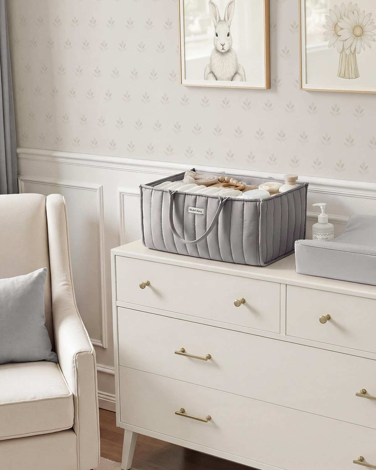 Thumbnail 6 de Blissful Diary SNB-01 Baby Diaper Caddy, Light Gray Polyester with Removable Dividers
