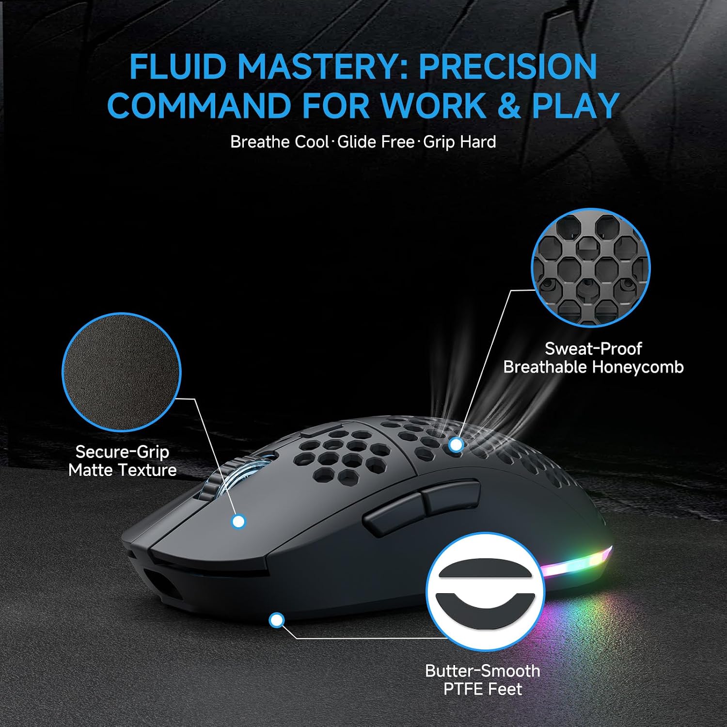 Thumbnail 5 de TMKB Falcon M1 Wireless Gaming Mouse: 24000 DPI, 180-Hour Battery, Tri-Mode Connectivity