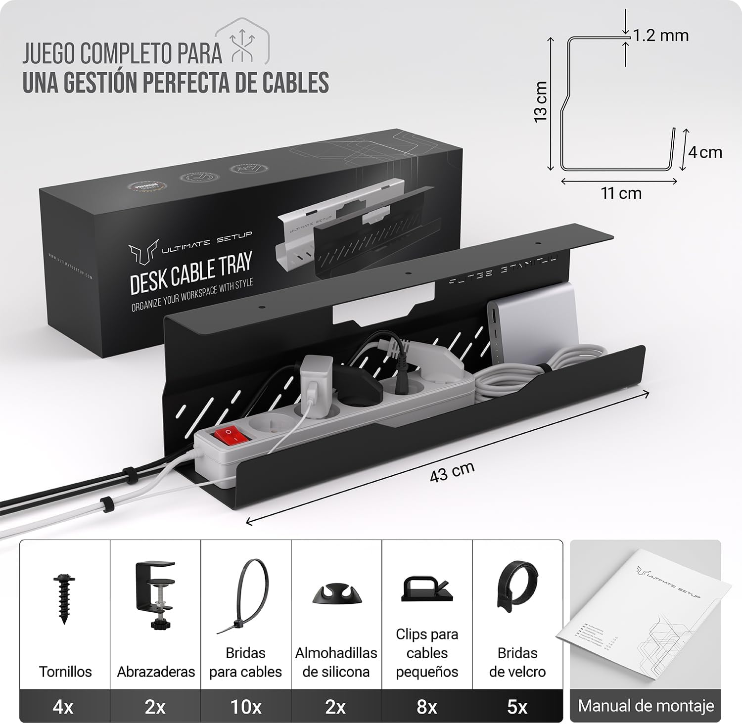 Thumbnail 6 de Premium Organizador Cables Escritorio (Negro)