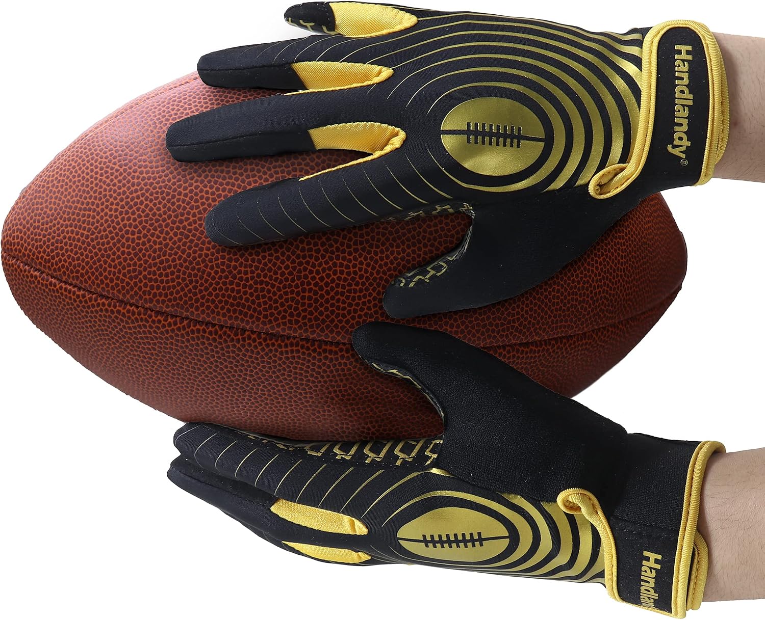 Detalle de HANDLANDY Youth Football Gloves (Kids Sticky Receiver Gloves) with Tacky Silicone Palm Grip