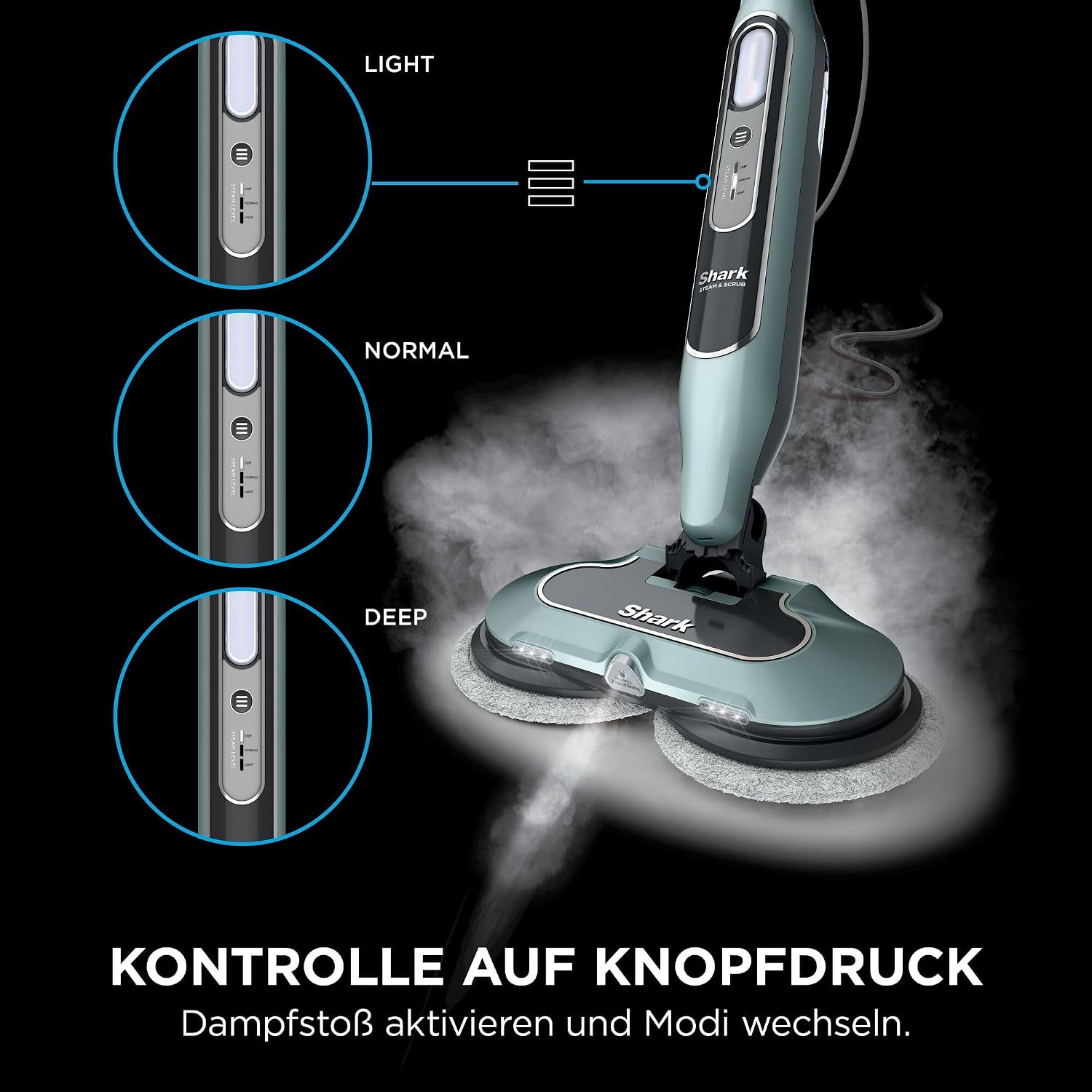 Detalle 2 de Shark Dampfreiniger Mop automatisch S8201EUCP (Salbei-Grün) mit Steam Blaster & 6 Schmutzfänger-Pads
