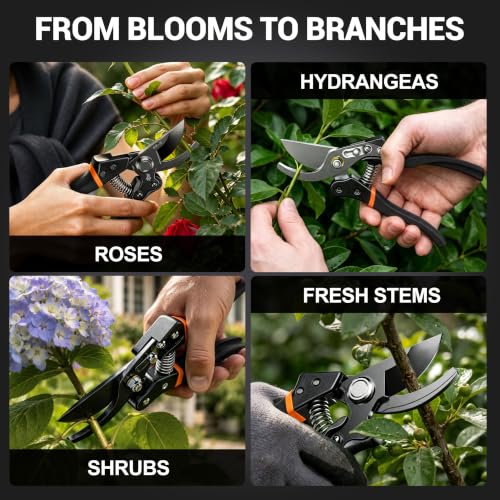 Detalle de DECERK Professional Bypass Garden Secateurs: Heavy Duty for 3/4" Branches