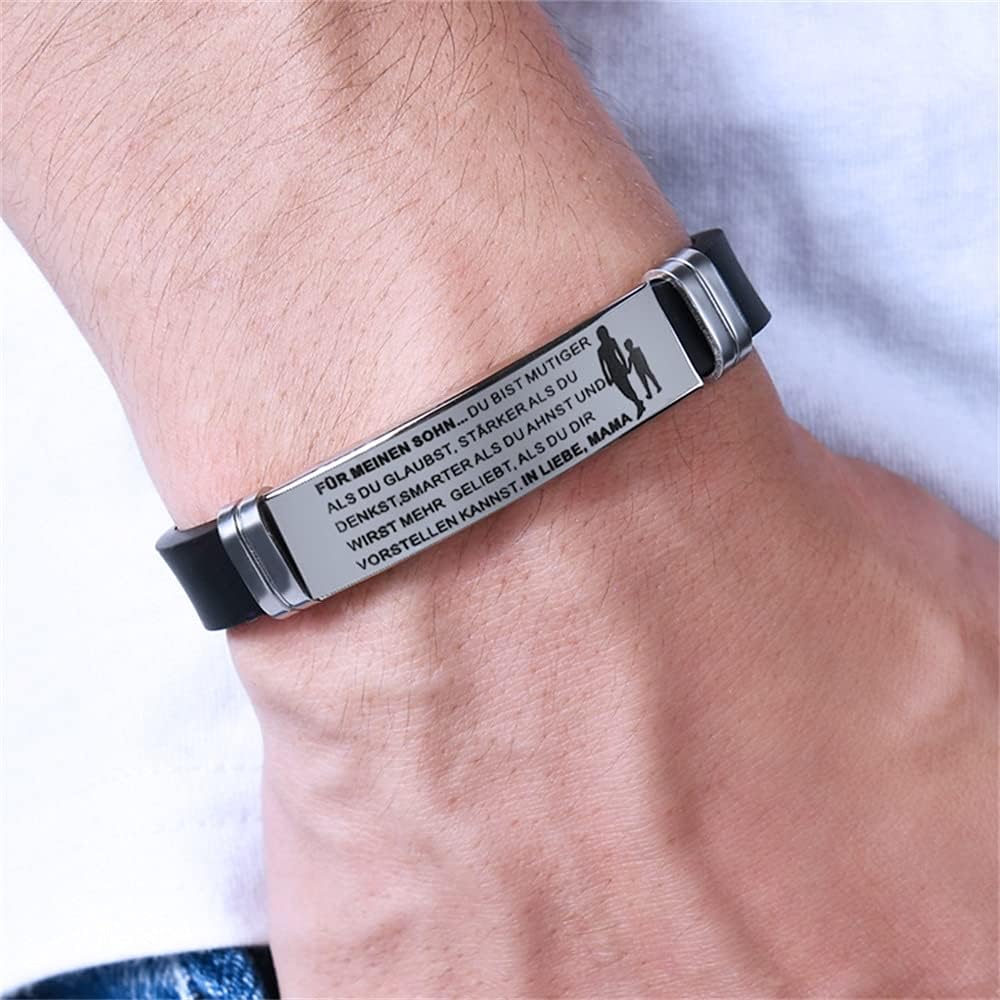 Detalle de HAYOUWAY Einstellbar Silikonarmband aus Edelstahl – Geschenk für Sohn, Tochter, Damen & Herren