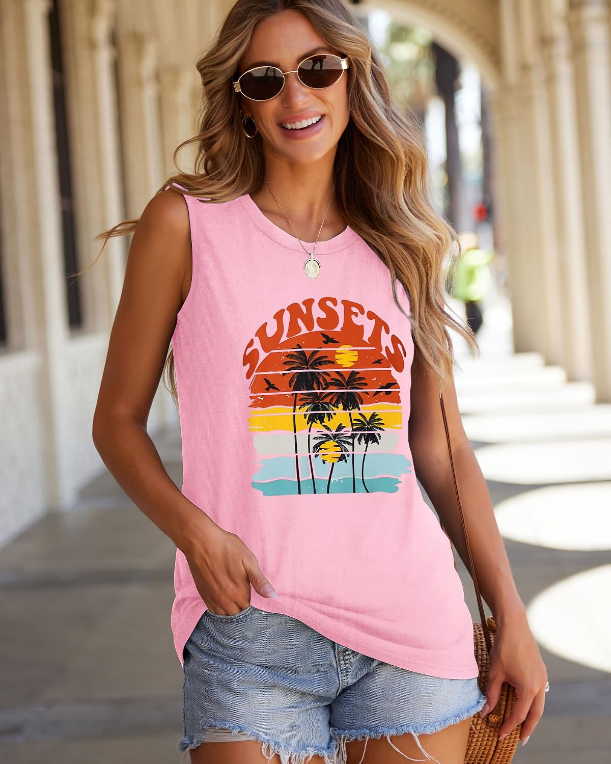 Thumbnail 4 de Womens Tank Tops Summer T Shirts Sleeveless Casual Loose Tunic Blouses 2026