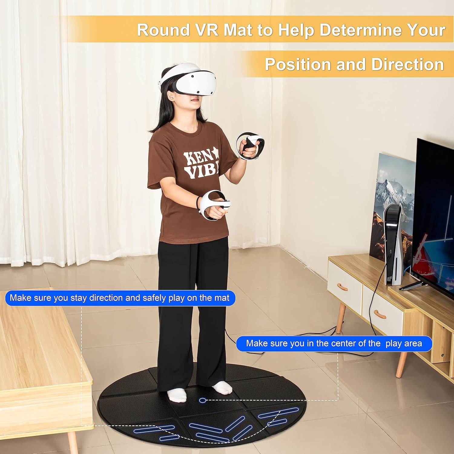 Detalle 2 de DEVASO Faltbare VR-Matte für Meta Quest 3 Runde Anti-Ermüdungs Matte