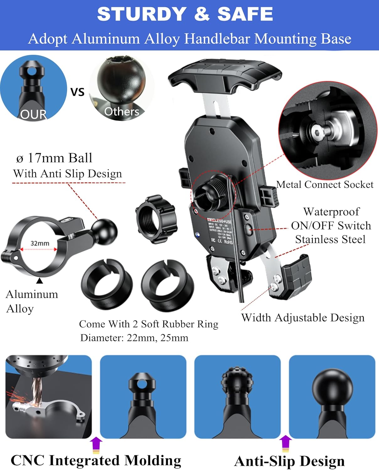 Thumbnail 4 de BRCOVAN Motorrad Telefonhalterung mit USB C