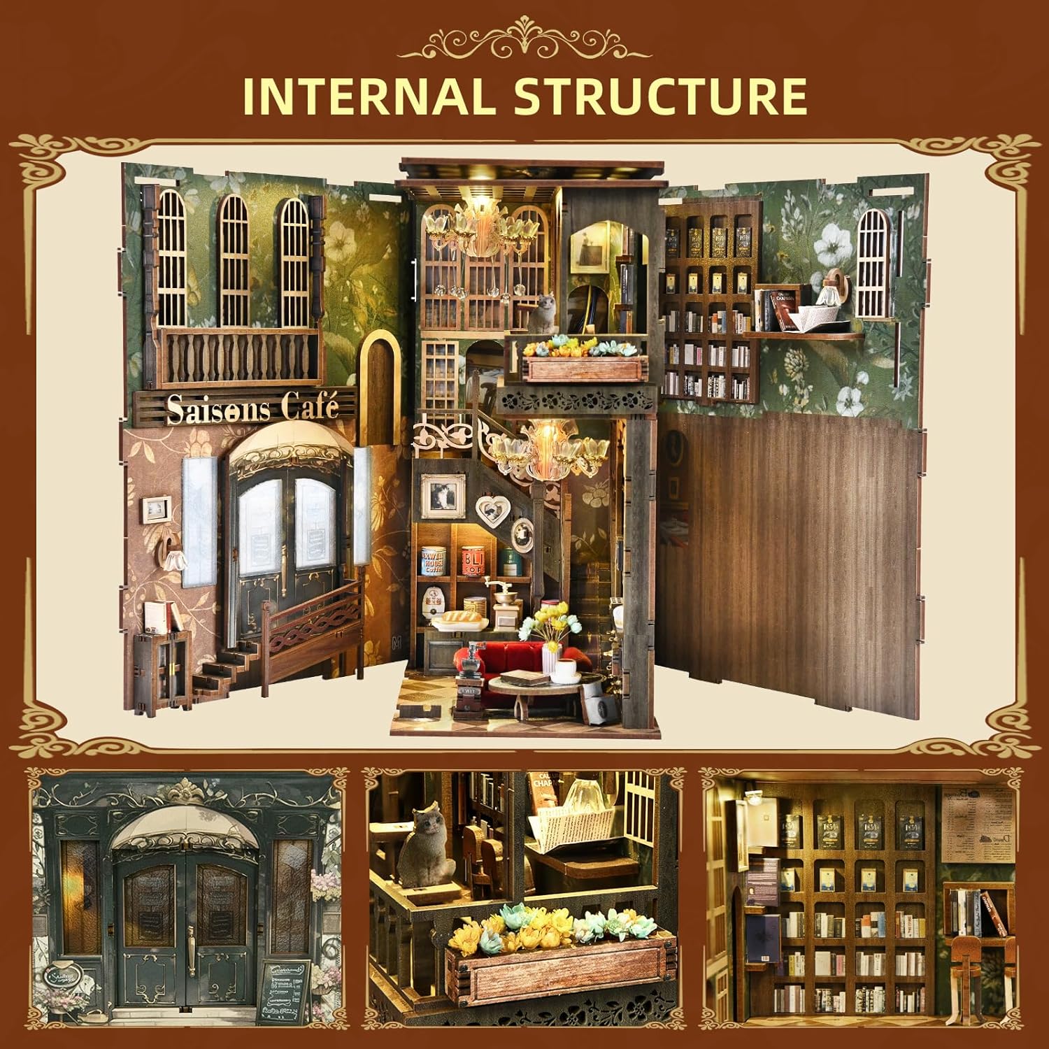Thumbnail 5 de Saisons Café MiniCity Book Nook Kit with LED Light