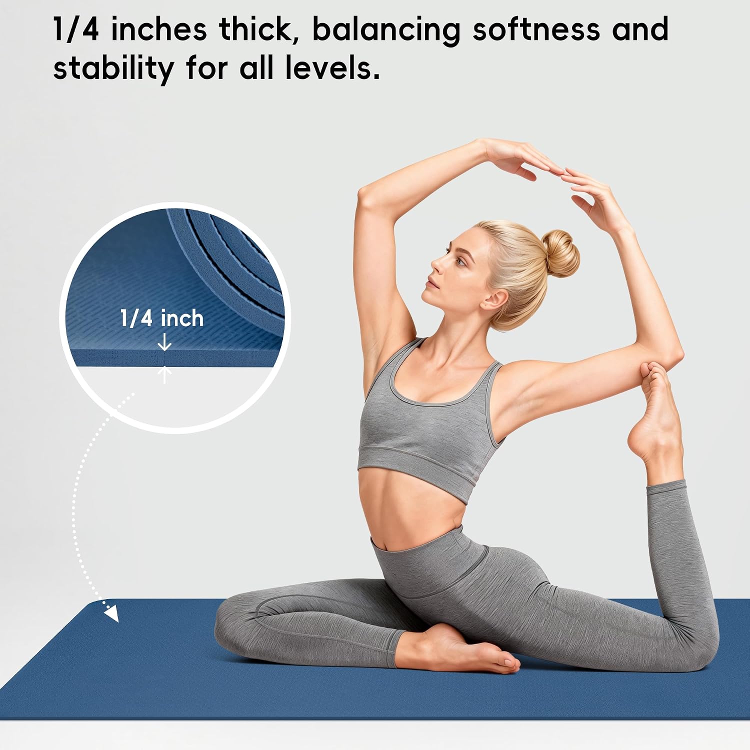 Detalle de Wimwum Extra Wide Yoga Mat, 72" x 32", 6mm TPE, Double-Sided Grip