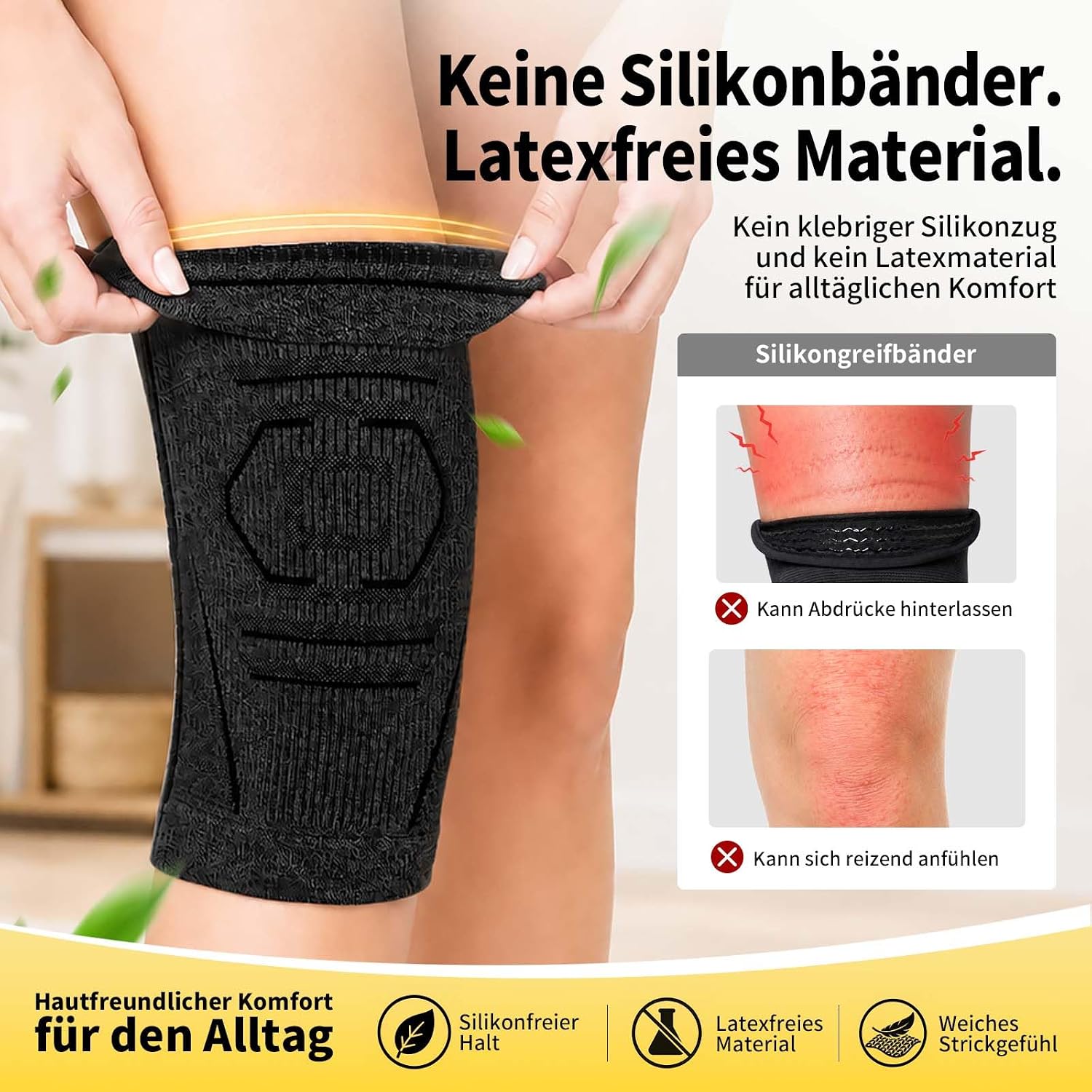Detalle de CAMBIVO Kniebandage – 2er-Pack Mans/Damen mit Seitens Stabilatoren zur Unterstützung bei Knieschmerzen