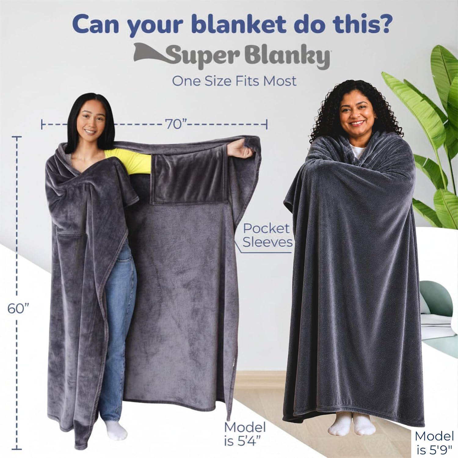 Detalle 2 de Super Blanky Wearable Blanket 70" x 60" 🛋