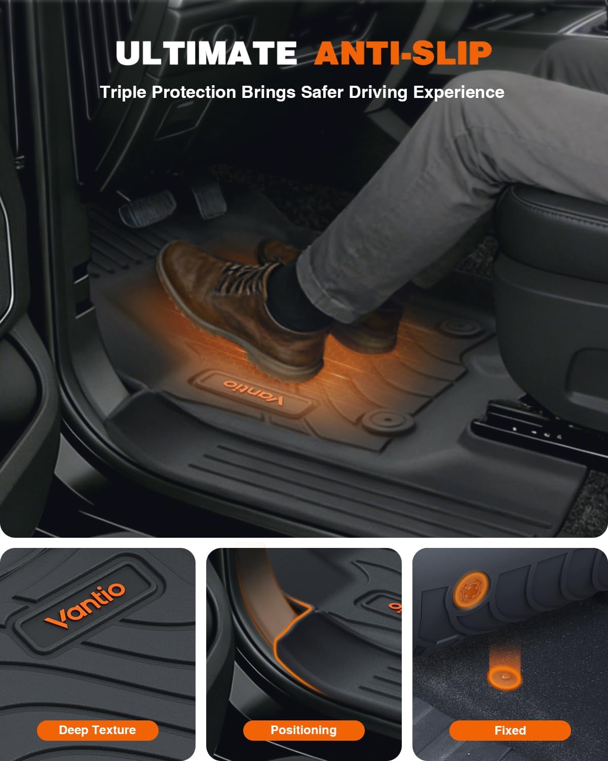 Thumbnail 4 de Vantio All-Weather Floor Mats for 2023–2026 Chevy Colorado / GMC Canyon Crew Cab — Custom Fit TPE with Door Sill Protection