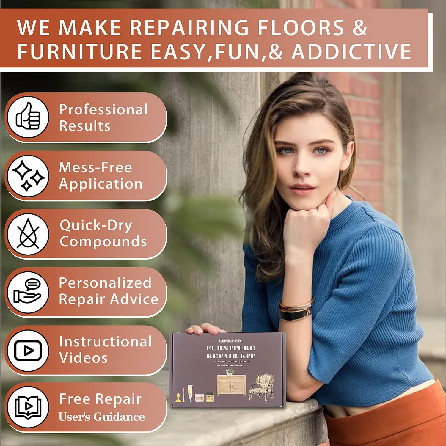 Thumbnail 3 de Laminate Floor Repair Kit with Beeswax Wood Filler – Scratch, crack & hole repair set