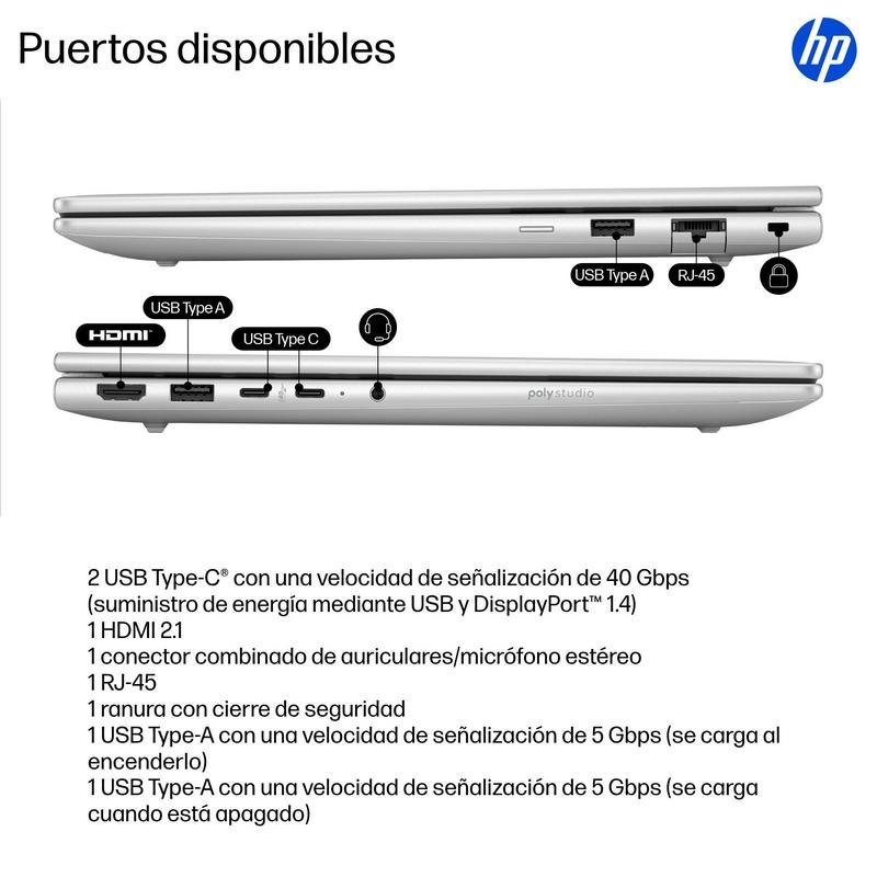 Detalle de HP ProBook 4 G1q 14": Portátil con Snapdragon X1-26-100, 16 GB/512 GB SSD y Windows 11 Pro