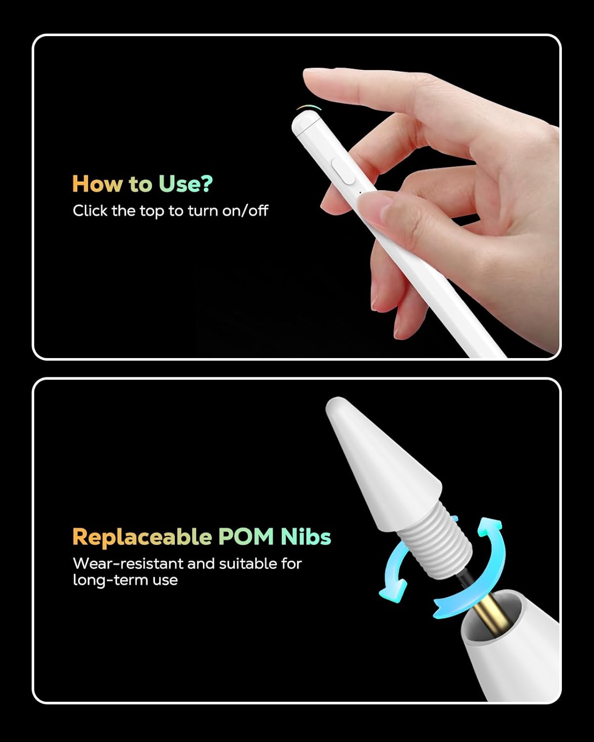 Thumbnail 6 de MoKo Pencil for iPad (A16) 11th/10th Gen Stylus Pen: Tilt-Sensitive, USB-C Fast Charge