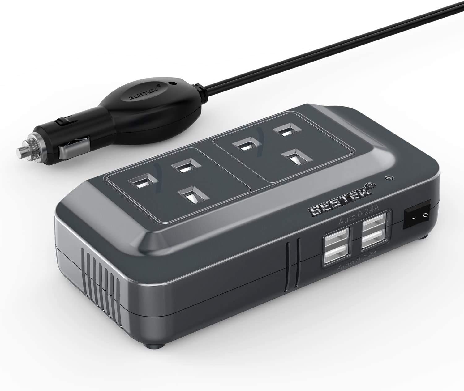 Detalle de BESTEK 200W 12V to 240V Car Inverter with 2 AC Outlets and 4 USB Ports