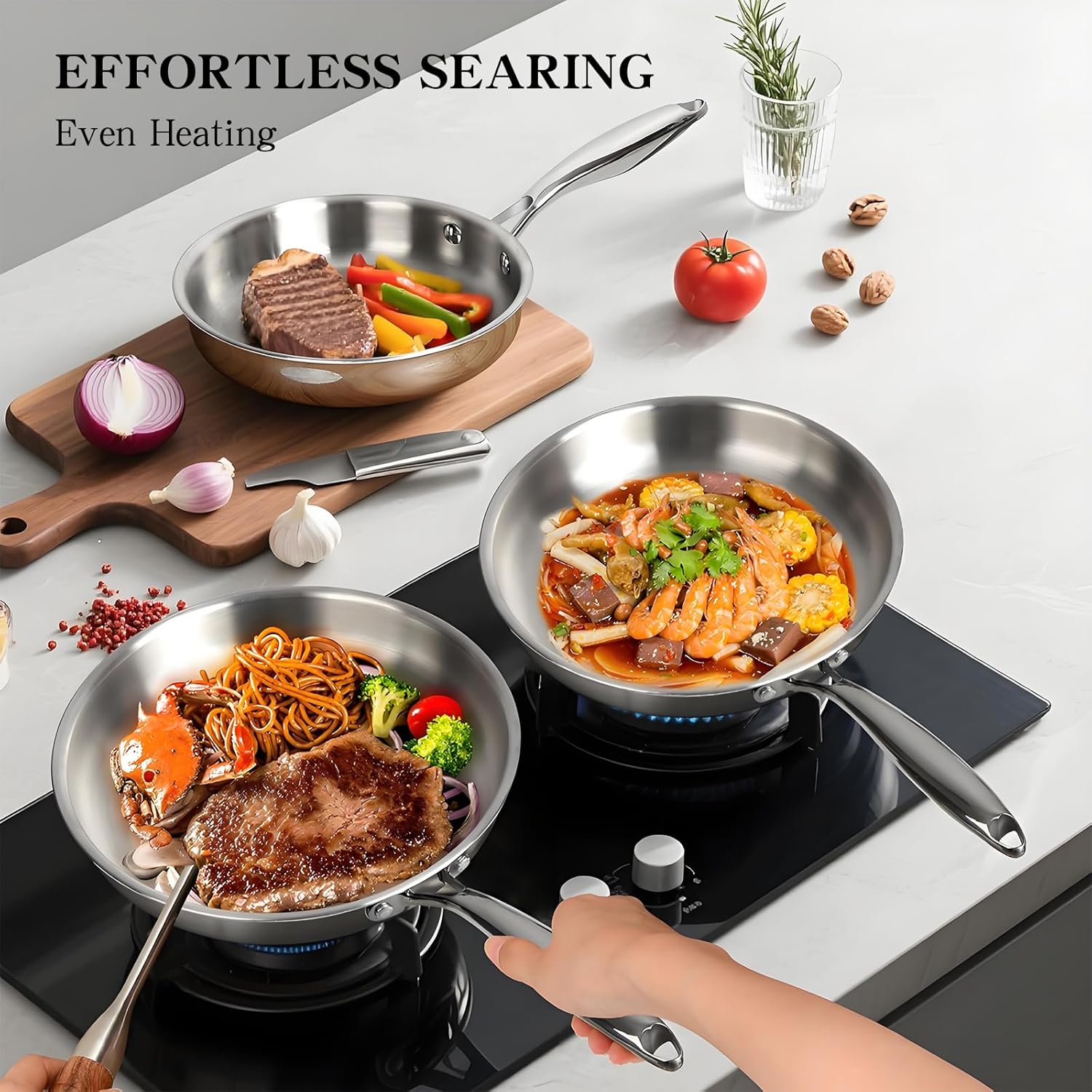 Thumbnail 3 de EWFEN 17-Piece 3-Ply Stainless Steel Cookware Set