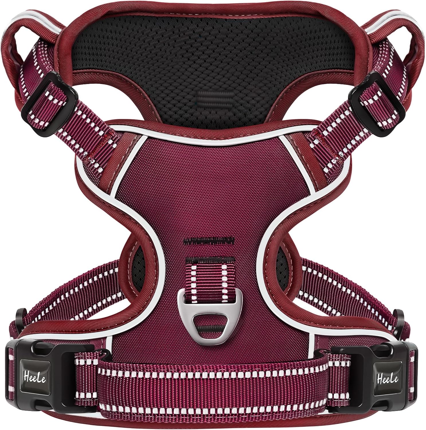Detalle de HEELE No-Pull Dog Harness for Small Dogs – Burgundy Red, Size S