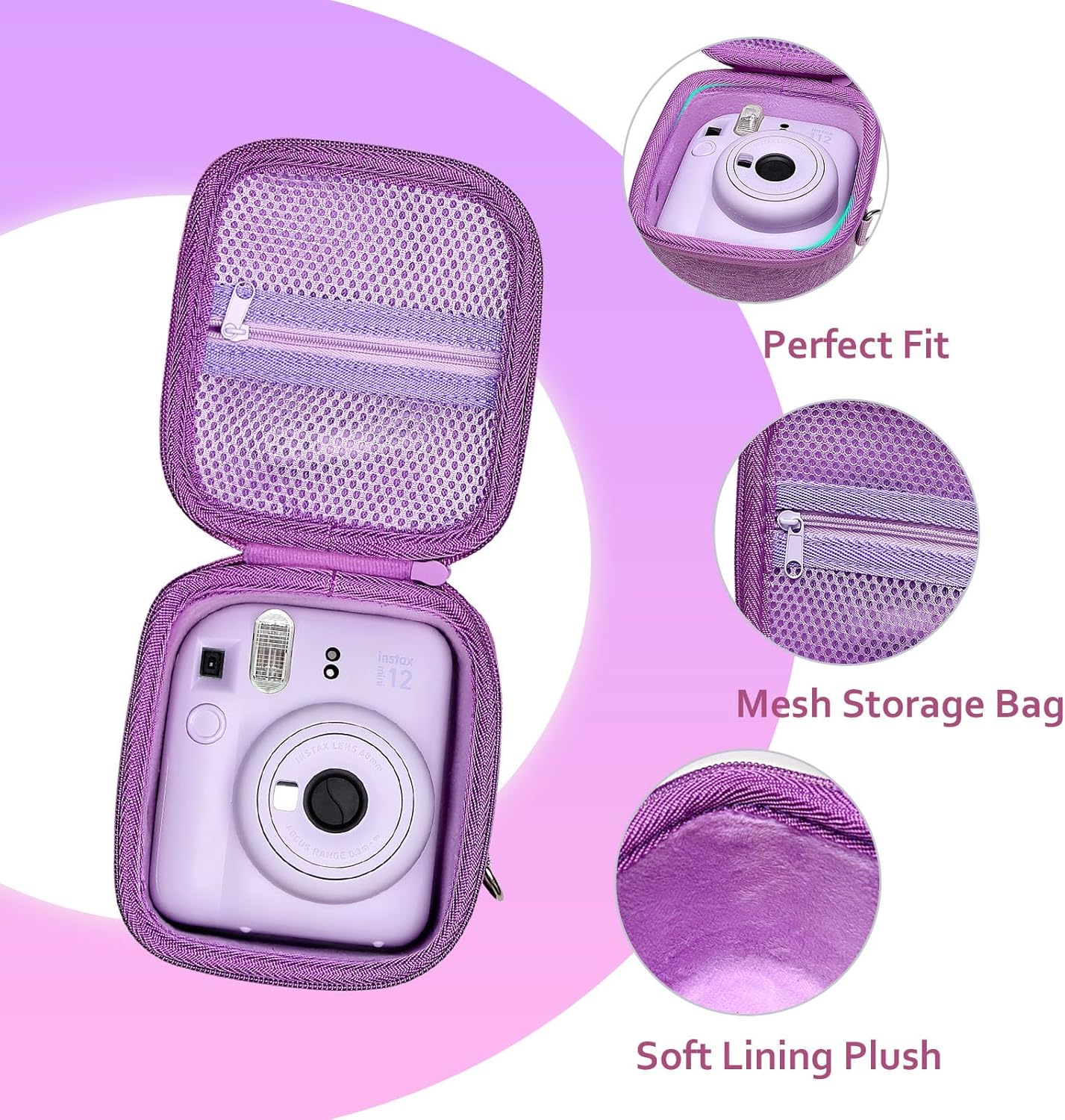 Detalle de XANAD Mini Camera Case for Fujifilm Instax Mini (13/12/11/40/41/EVO) in Purple