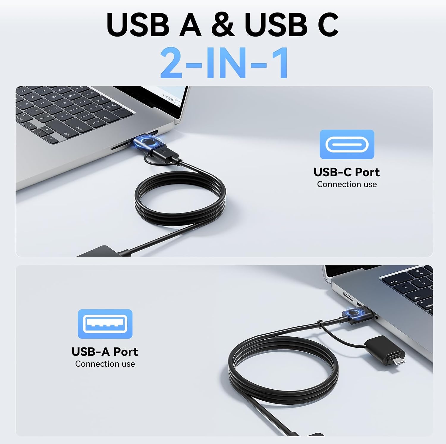Detalle de Aceele USB 3.0 / USB‑C Hub mit 120‑cm-Kabel und 4× USB 3.0 Ports