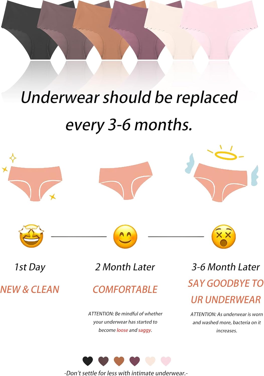 Thumbnail 6 de Sth Big High Waisted Seamless Underwear for Women: No-Show Cheeky Bikini Briefs, 6 Pack