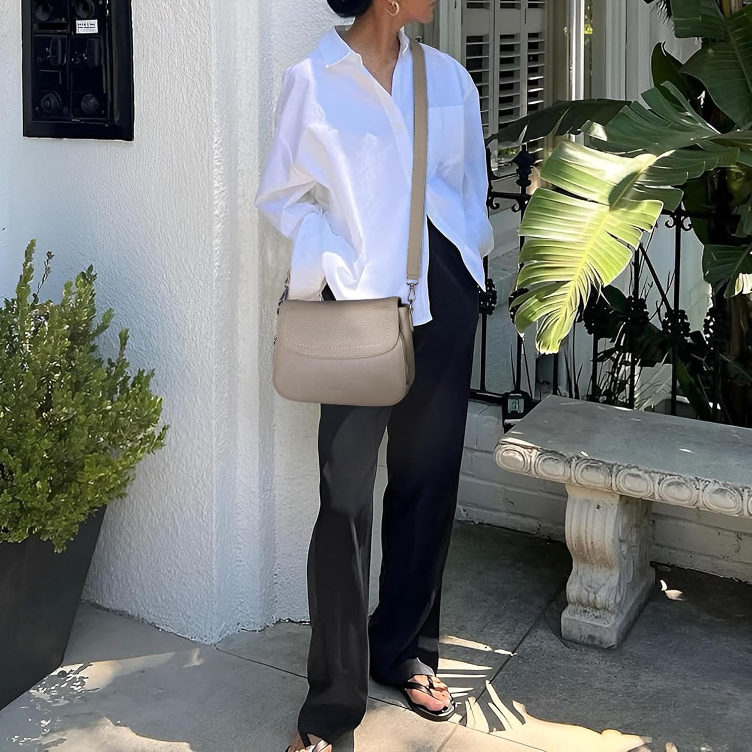 Thumbnail 1 de befen Echtleder Umhängetasche Damen Mittelgroß mit RFID-Brieftasche – Saddle Bag Crossbody