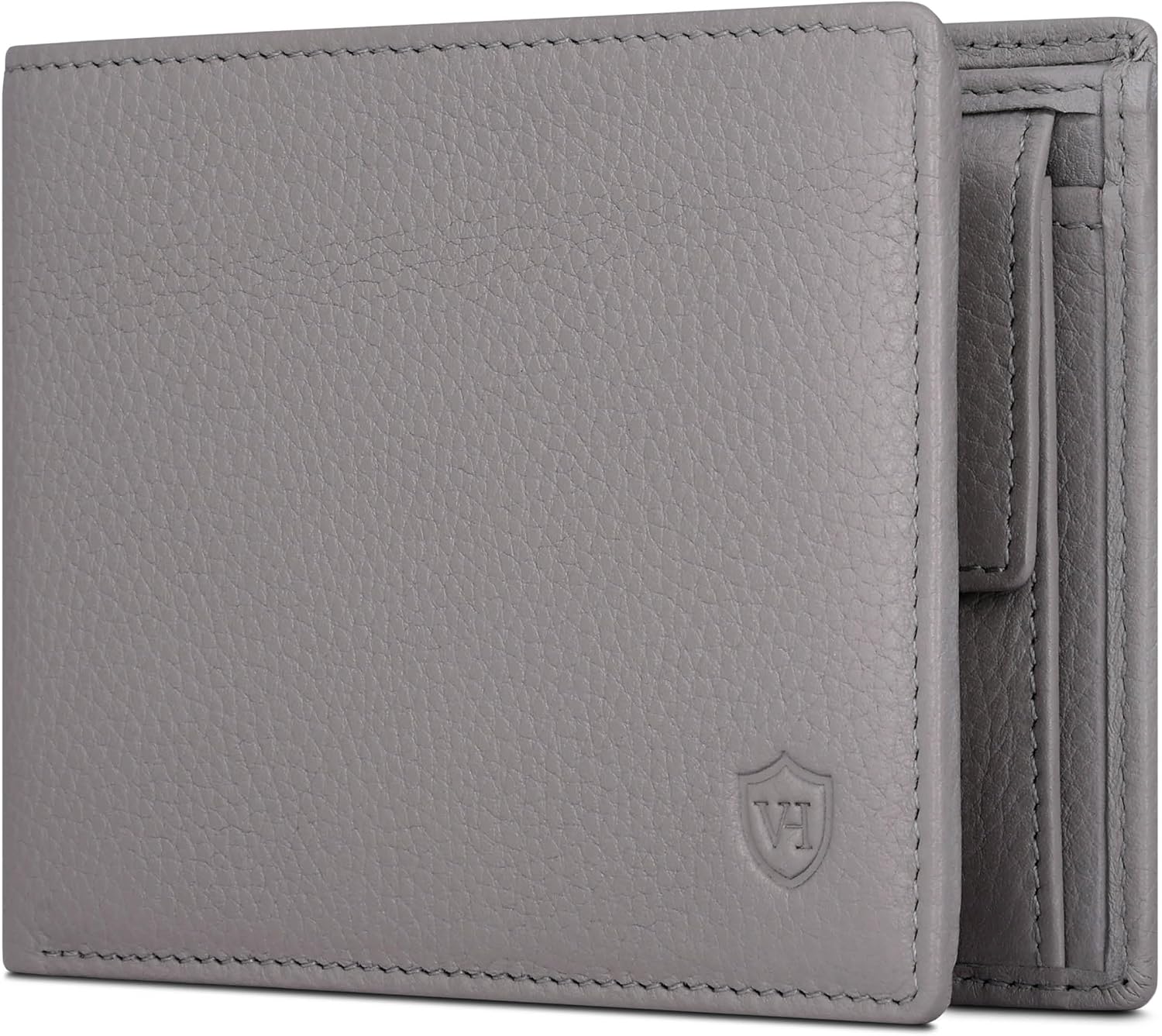 Detalle de VON HEESEN Geldbörse Herren mit RFID-Schutz – Echtleder, Grau (13 Fächer, Münzfach, Geschenkbox)