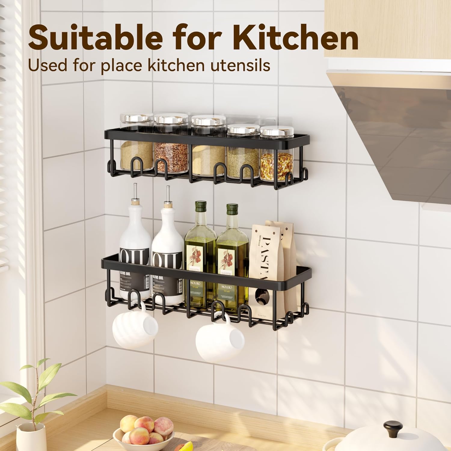 Thumbnail 6 de YASONIC Shower Caddy Adhesive (2 Pack) – Large Capacity, Rustproof No-Drill Shower Storage