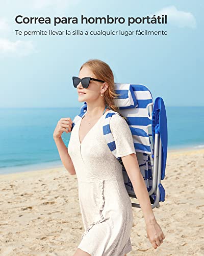 Thumbnail 4 de SONGMICS GCB62BU: Silla de playa plegable con respaldo ajustable y accesorios