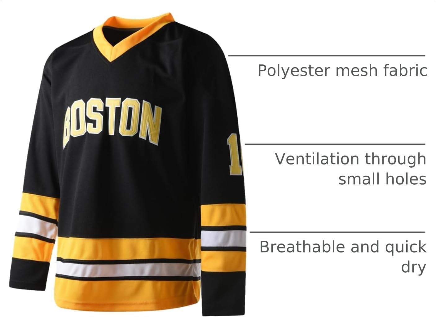 Detalle 2 de cridpop Happy Gilmore 18 Men's Hockey Jersey, Black Polyester Mesh