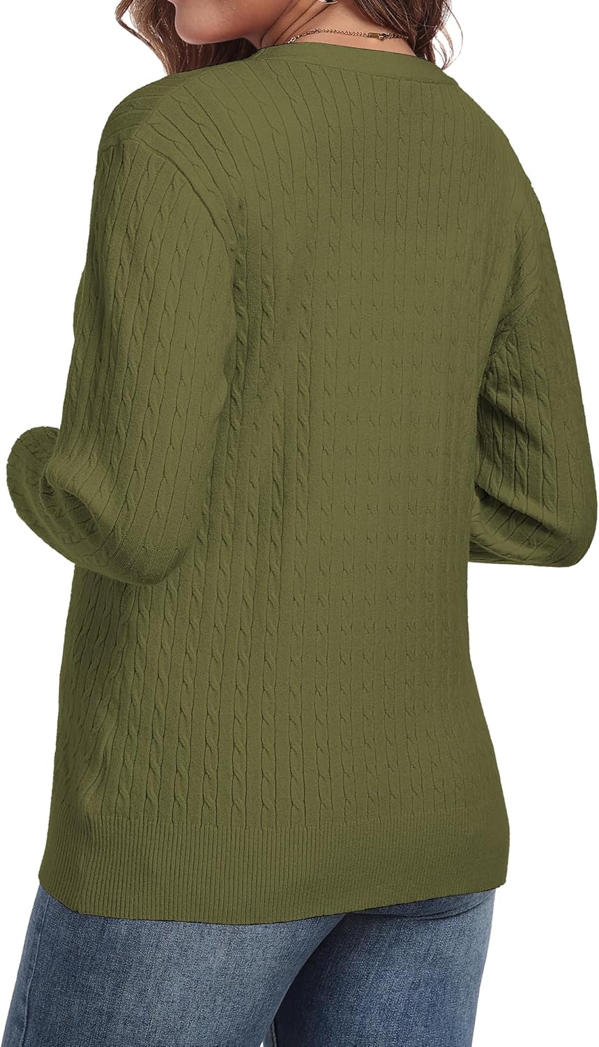 Thumbnail 4 de YUNDAI Women's Cable Knit Cardigans with V-Neck and Button-Down Front