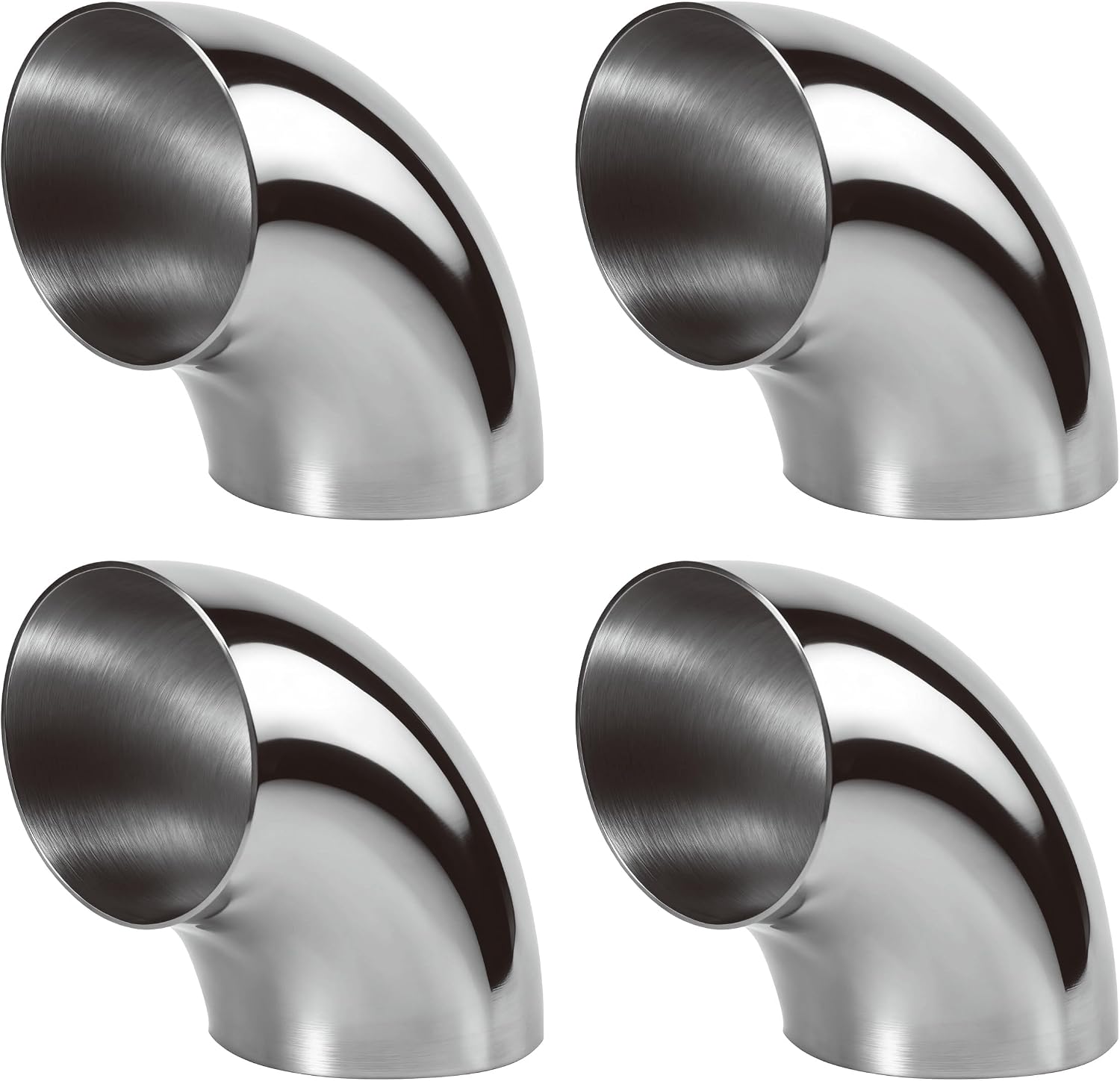 4PCS 2.5" 90° Mandrel Bend Stainless Steel Elbow (OD 63.5mm) – 304 Grade for Exhaust, HVAC and Custom Fabrication