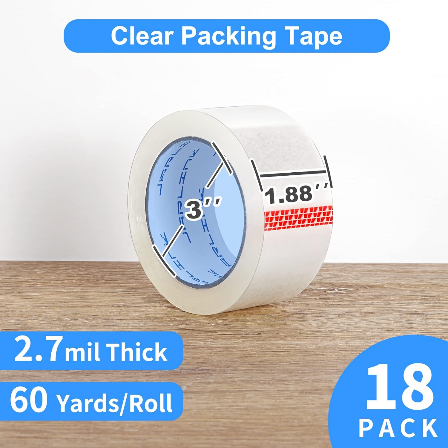 Thumbnail 1 de JARLINK Clear Packing Tape (18 Rolls) — Heavy Duty, 2.7mil Thick, 1.88" Wide, 60 Yards per Roll