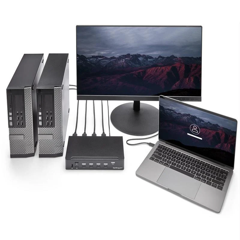 Detalle 2 de Conmutador KVM de 4 Puertos HDMI 1080p con USB 3.0 y Audio para estación de trabajo compartida