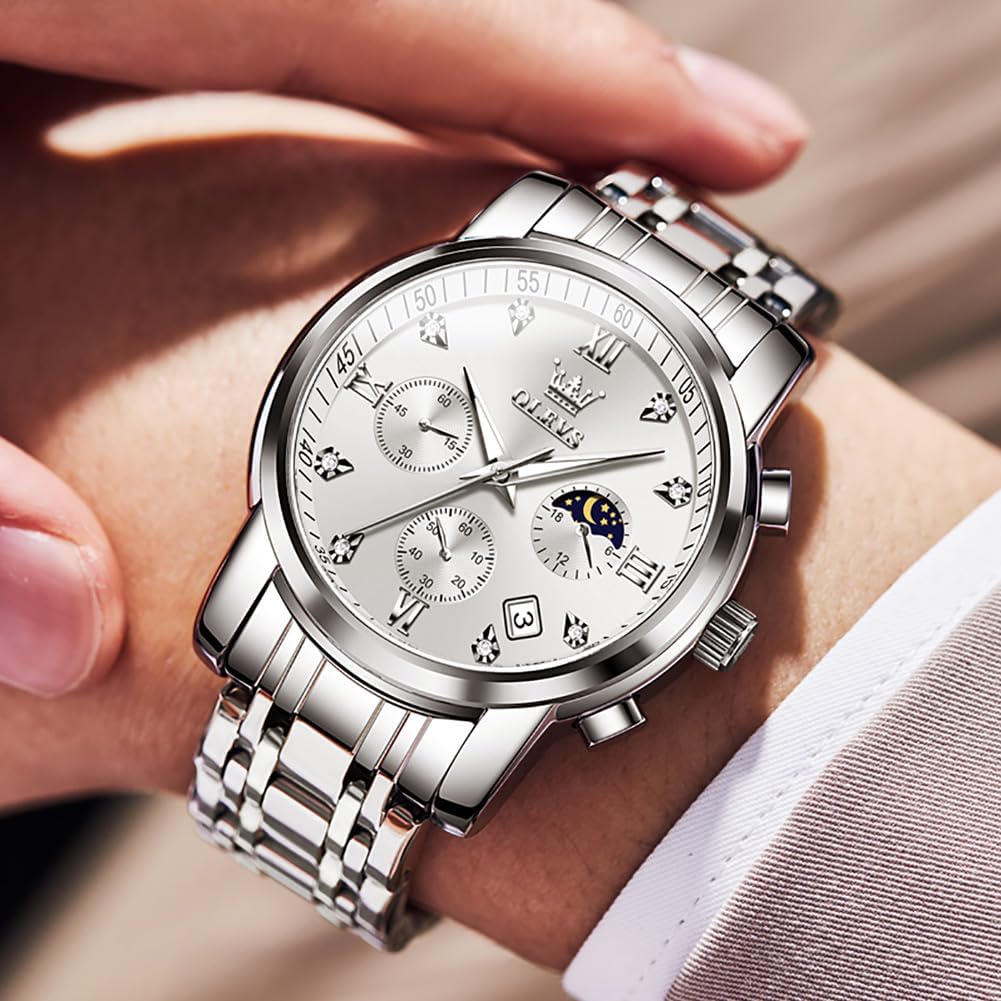 Thumbnail 2 de OLEVS Herrenuhr Schwarz Edelstahl 42 mm