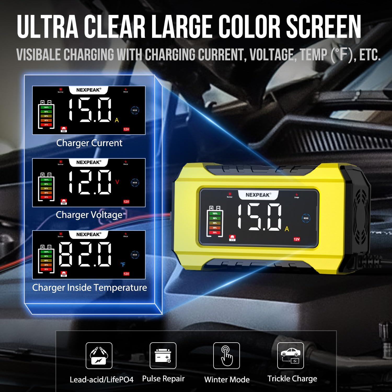 Detalle 2 de NEXPEAK 15A Smart 12V/24V Battery Charger